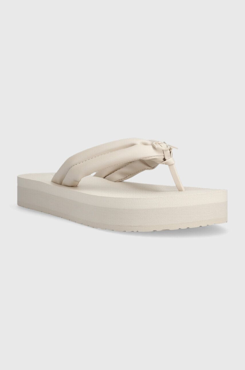 Calvin Klein Japonke FLATFORM FLIP FLOP W/HW ženske bež barva HW0HW01503 - Pepit.si