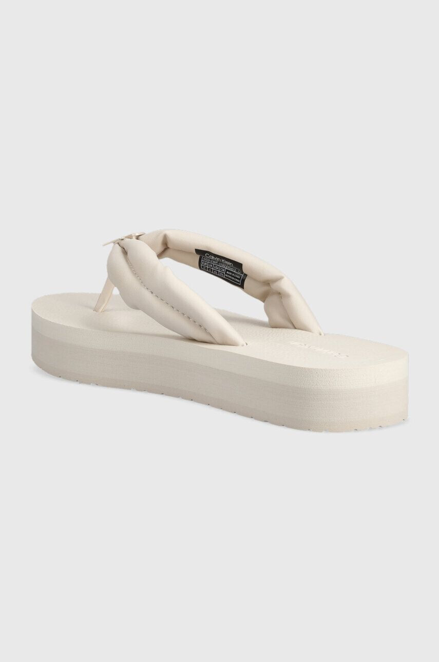 Calvin Klein Japonke FLATFORM FLIP FLOP W/HW ženske bež barva HW0HW01503 - Pepit.si