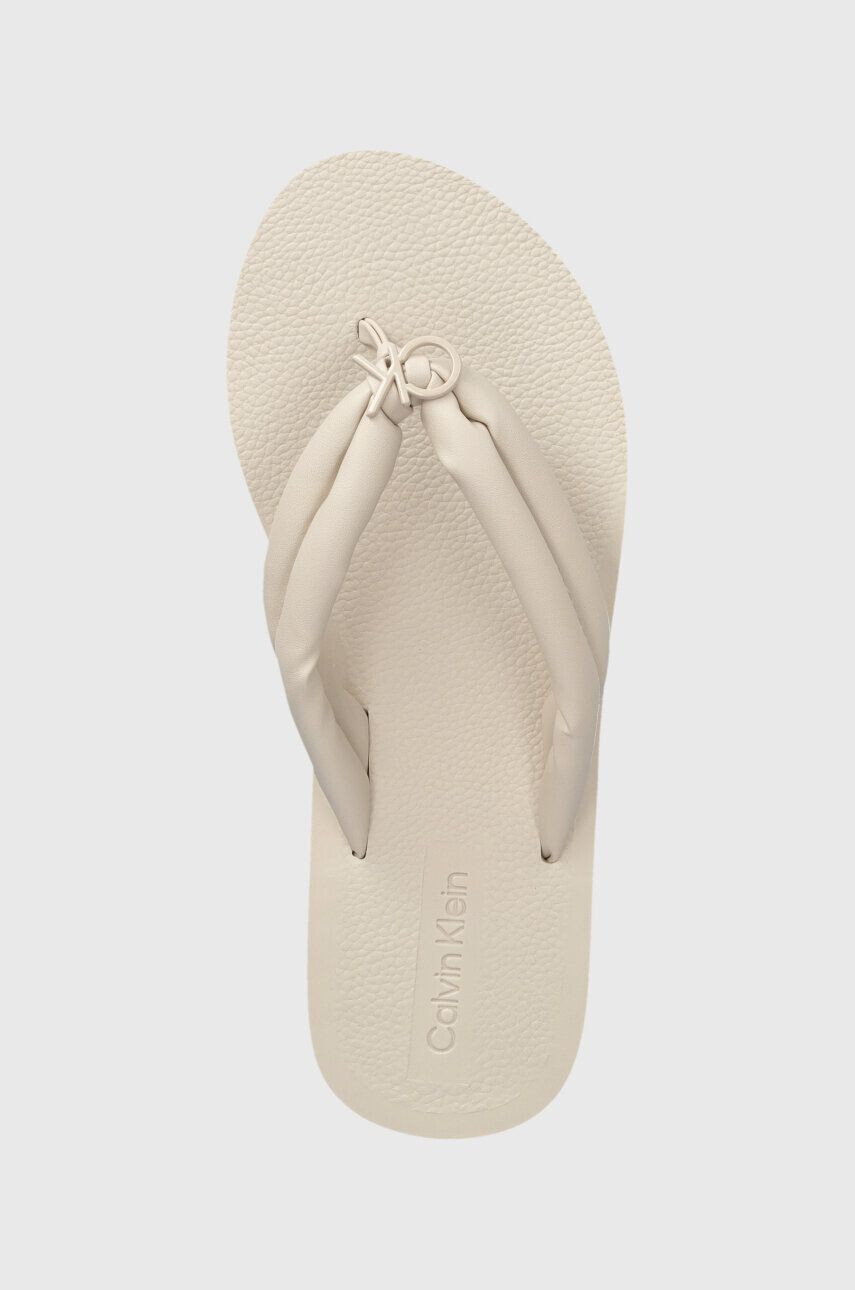 Calvin Klein Japonke FLATFORM FLIP FLOP W/HW ženske bež barva HW0HW01503 - Pepit.si