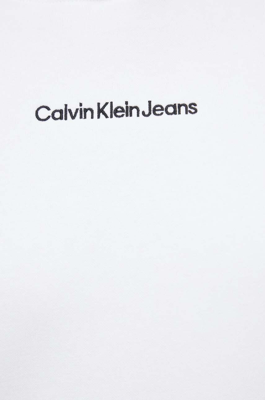 Calvin Klein Jeans Bluza ženska bela barva s kapuco - Pepit.si