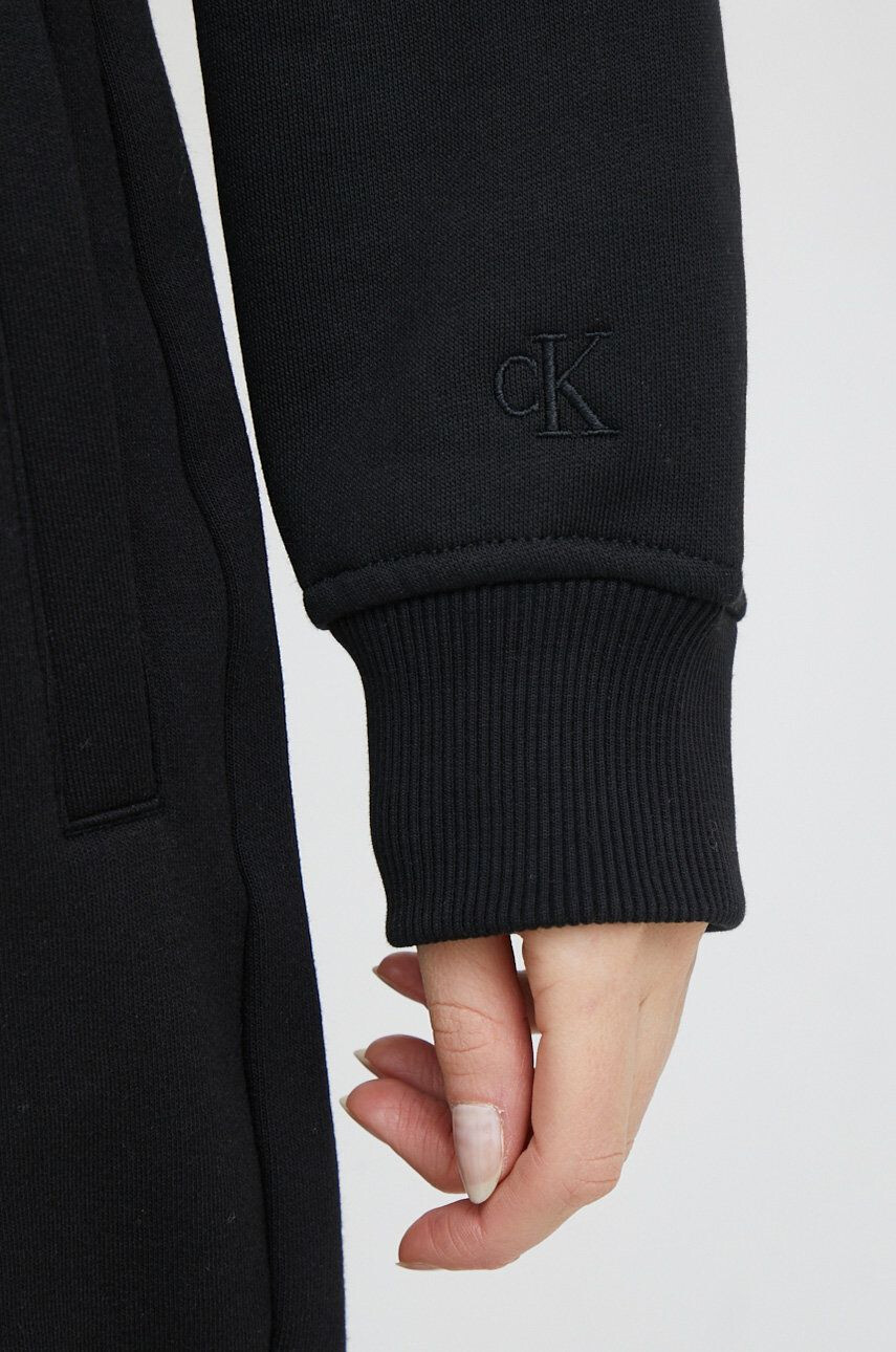 Calvin Klein Jeans Bluza ženska črna barva s kapuco - Pepit.si