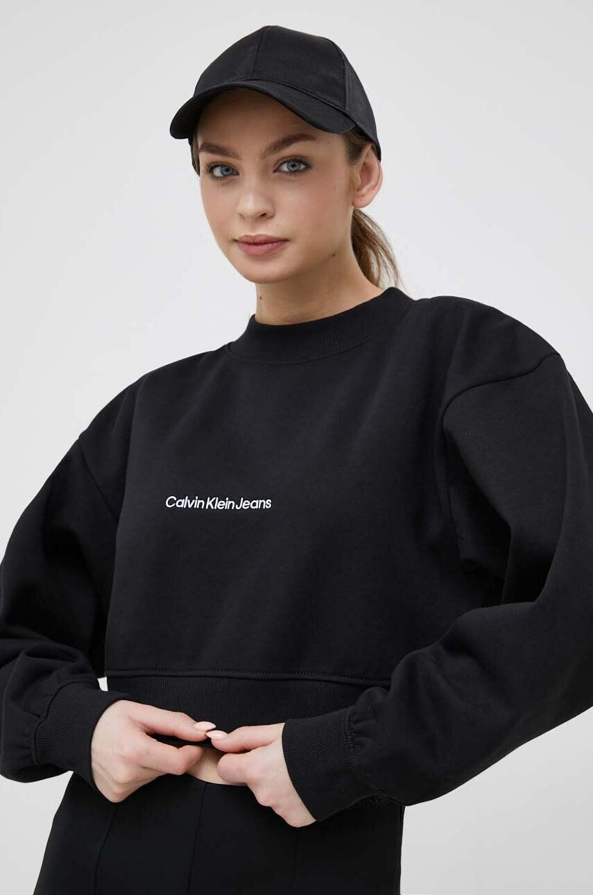 Calvin Klein Jeans Bluza ženska črna barva - Pepit.si