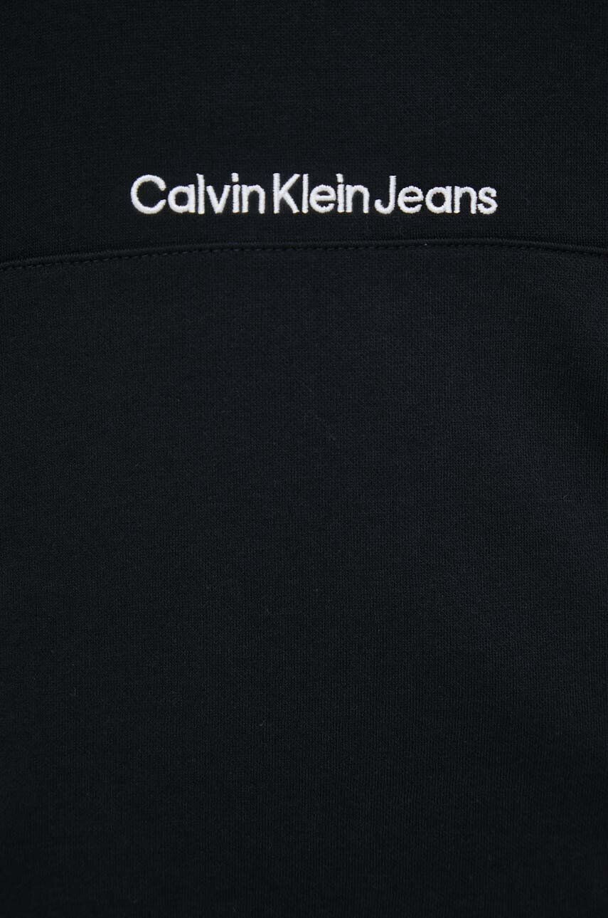 Calvin Klein Jeans Bluza ženska črna barva s kapuco - Pepit.si