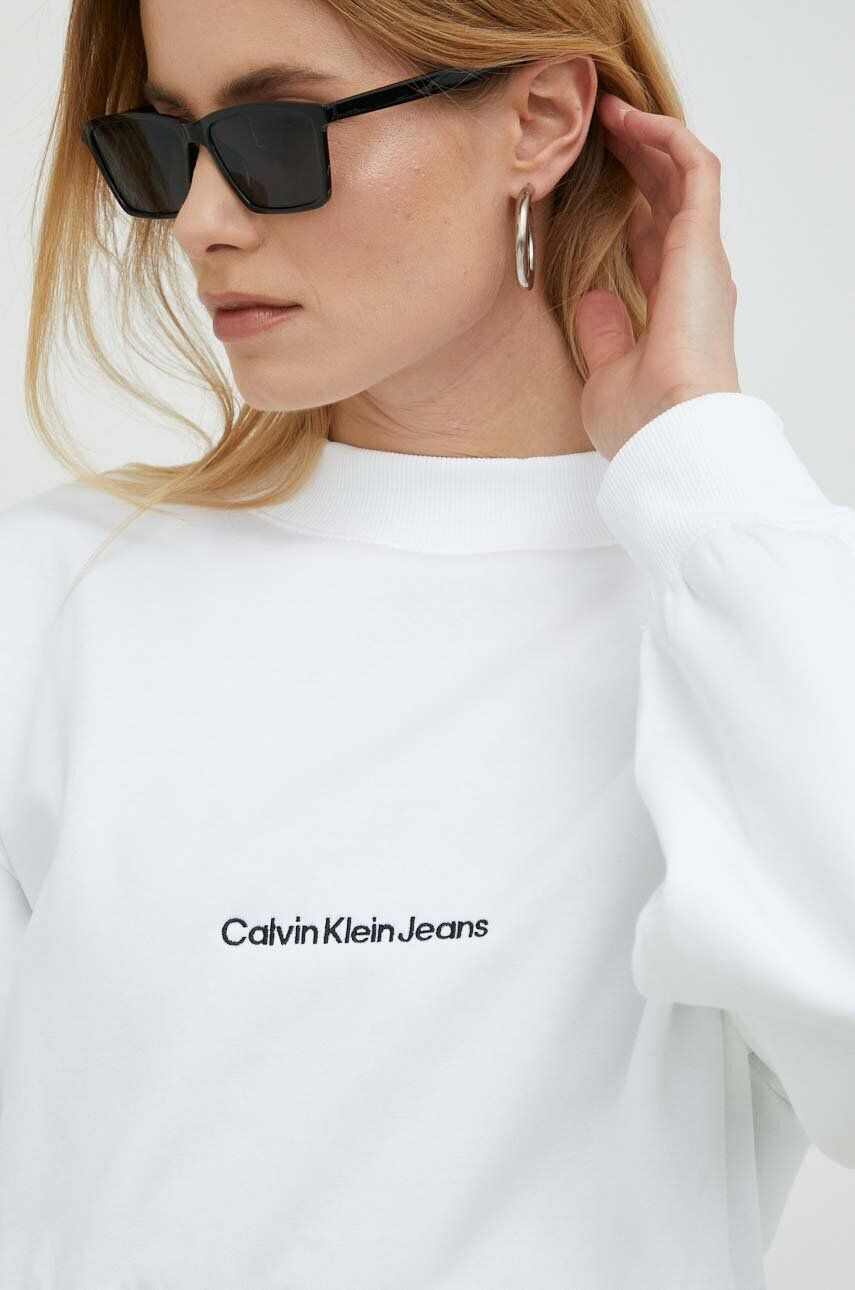 Calvin Klein Jeans Bluza ženska bela barva - Pepit.si