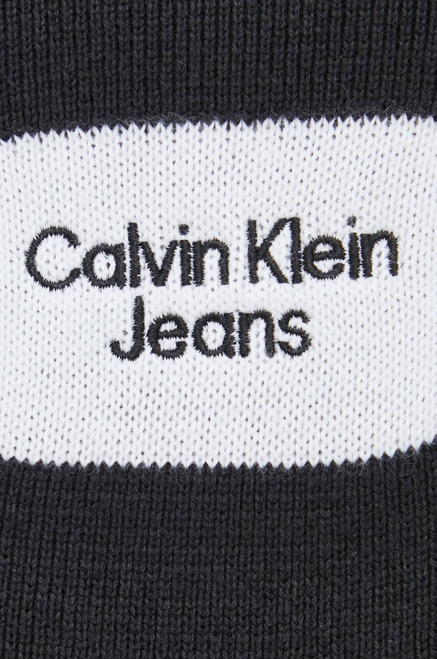 Calvin Klein Jeans Bombažen pulover moški črna barva - Pepit.si