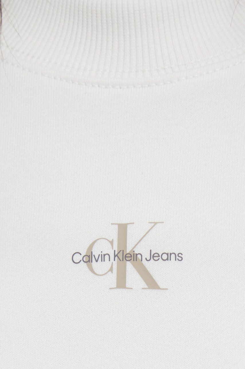 Calvin Klein Jeans Bombažen pulover ženska bež barva - Pepit.si