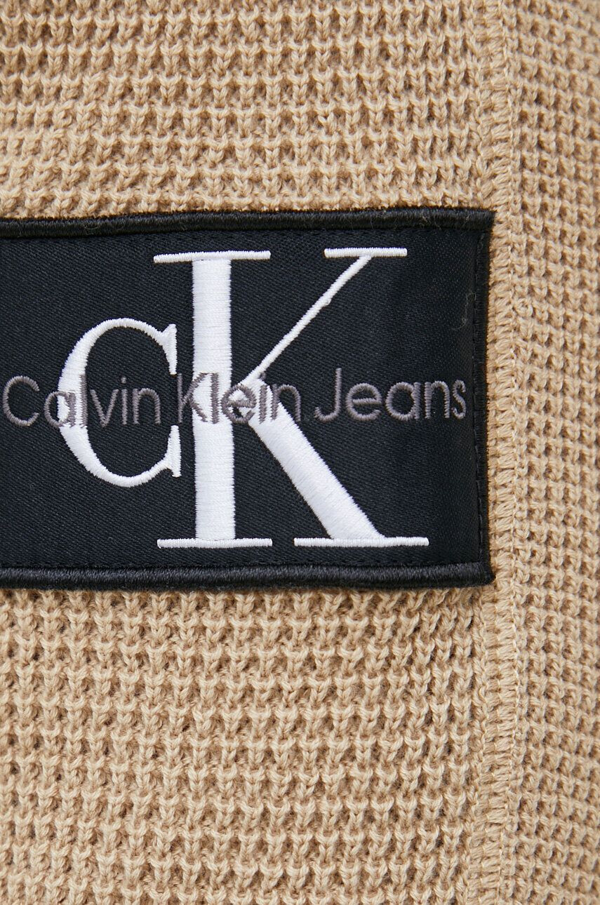 Calvin Klein Jeans Bombažen pulover rjava barva - Pepit.si