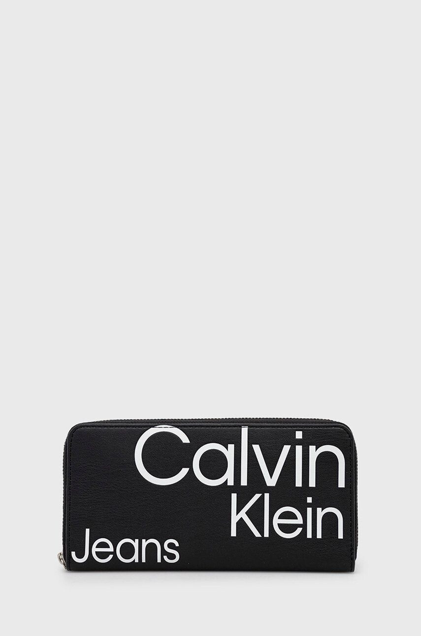 Calvin Klein Jeans Denarnica ženski črna barva - Pepit.si