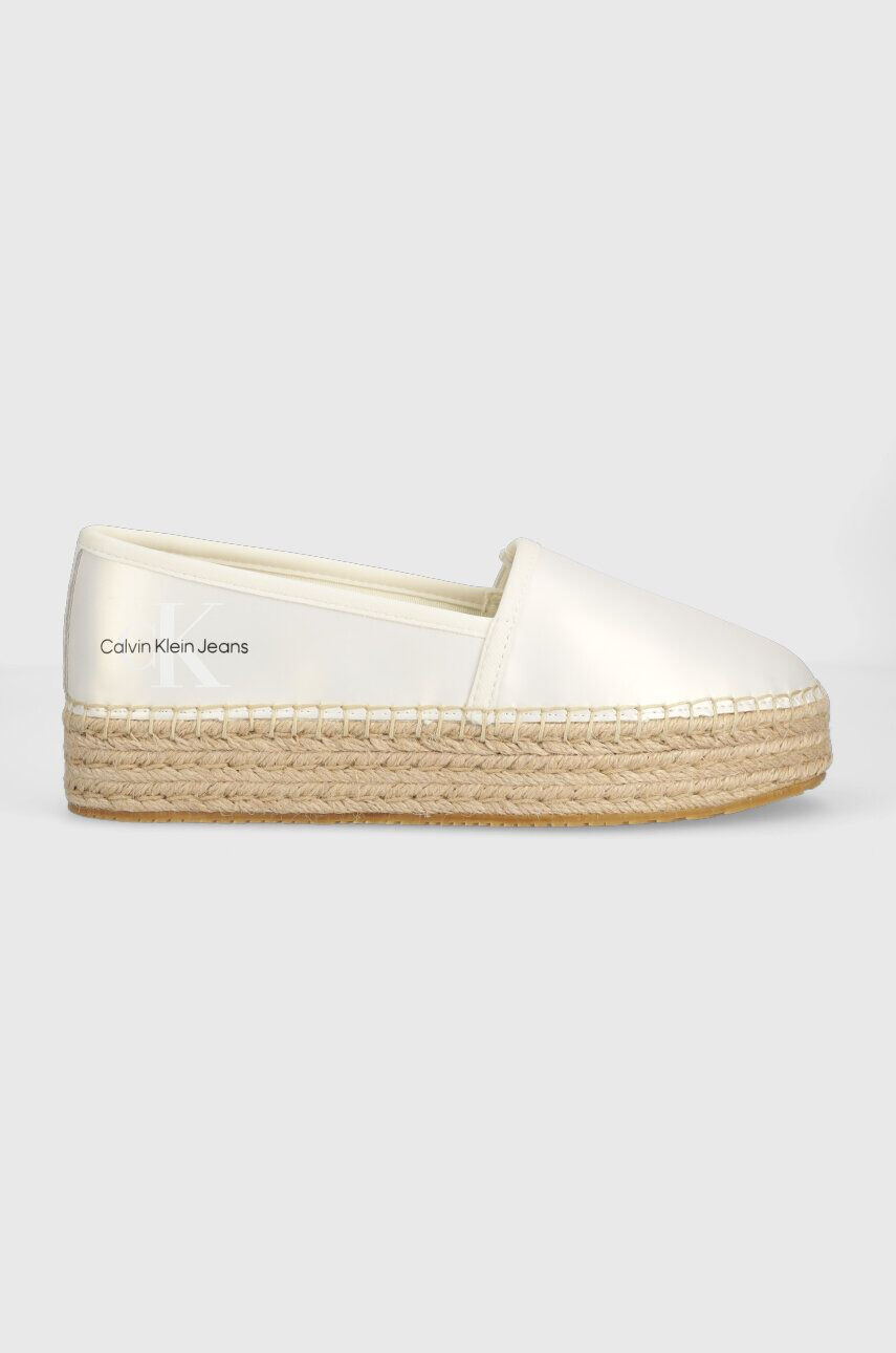 Calvin Klein Jeans Espadrile ESPADRILLE FLATFORM bela barva YW0YW01241 - Pepit.si