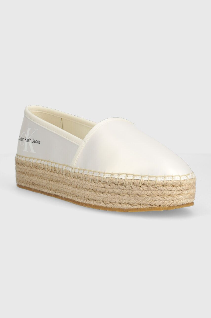 Calvin Klein Jeans Espadrile ESPADRILLE FLATFORM bela barva YW0YW01241 - Pepit.si