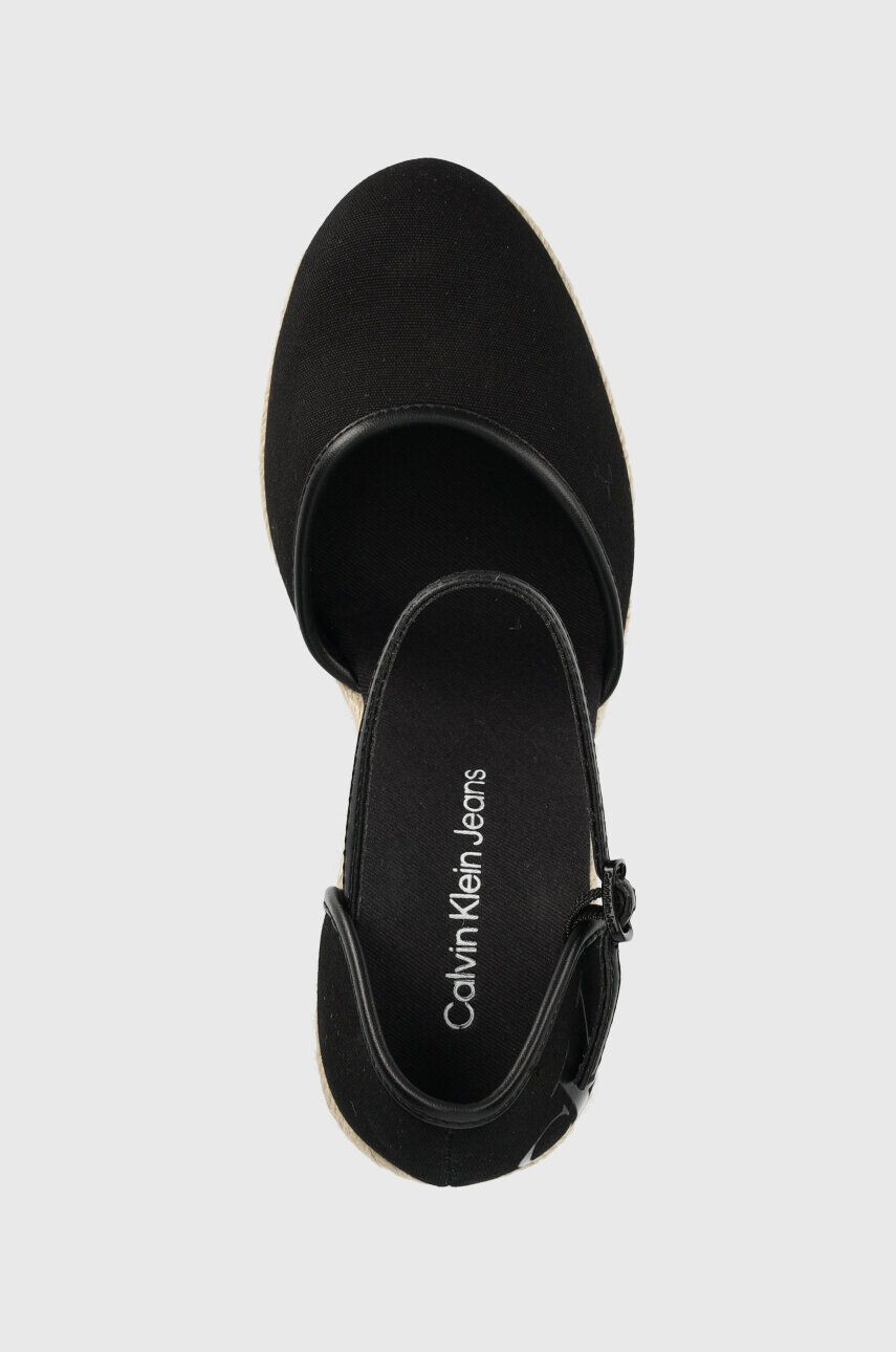 Calvin Klein Jeans Espadrile WEDGE SANDAL CLOSE TOE ESS ženski črna barva YW0YW01194 - Pepit.si