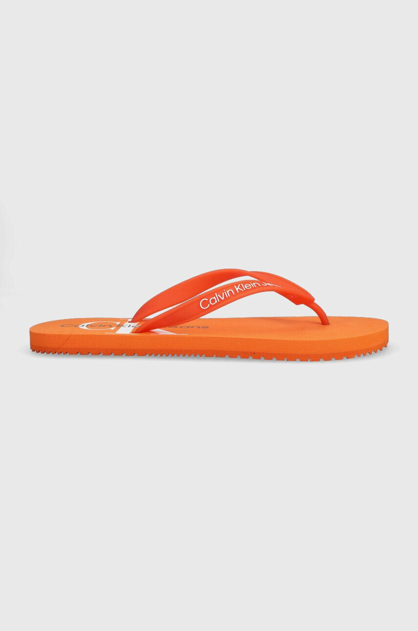 Calvin Klein Jeans Japonke BEACH SANDAL MONOGRAM TPU moške oranžna barva - Pepit.si