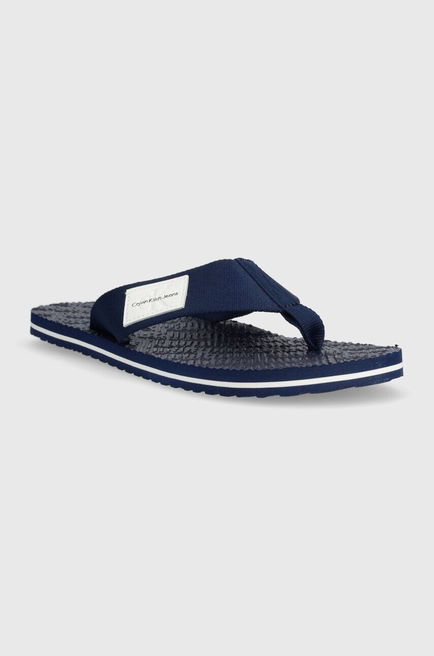 Calvin Klein Jeans Japonke BEACH SANDAL WOVEN PATCH moške mornarsko modra barva - Pepit.si