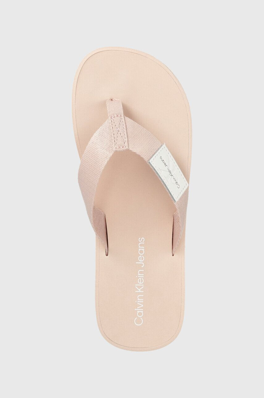 Calvin Klein Jeans Japonke FLATFORM FLIPFLOP ženske roza barva YW0YW00993 - Pepit.si