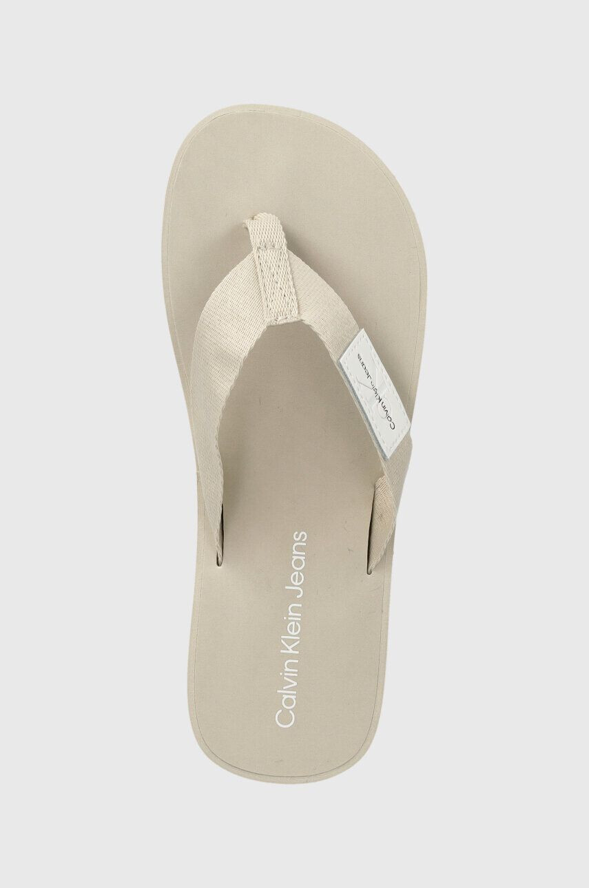 Calvin Klein Jeans Japonke FLATFORM FLIPFLOP ženske bež barva YW0YW00993 - Pepit.si