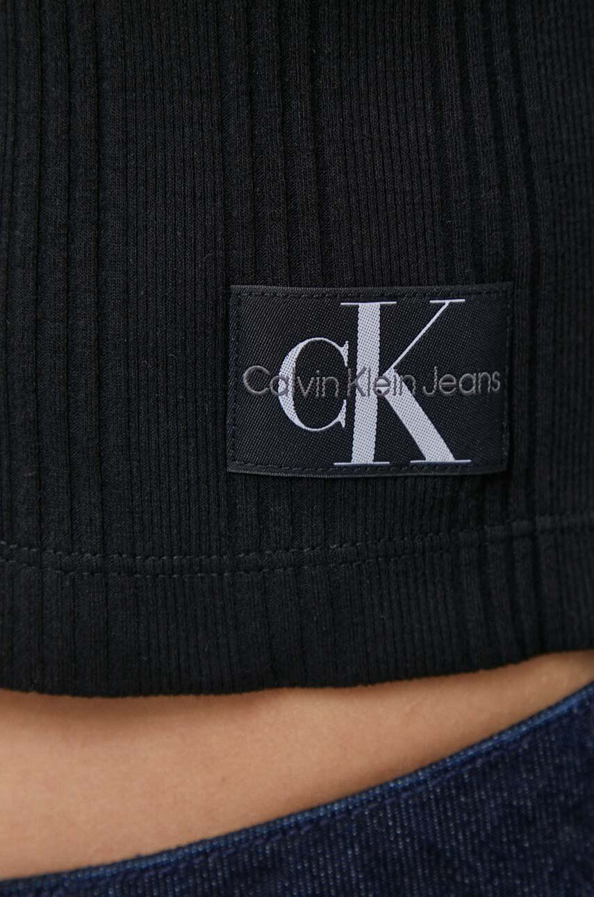 Calvin Klein Jeans Majica z dolgimi rokavi ženski črna barva - Pepit.si