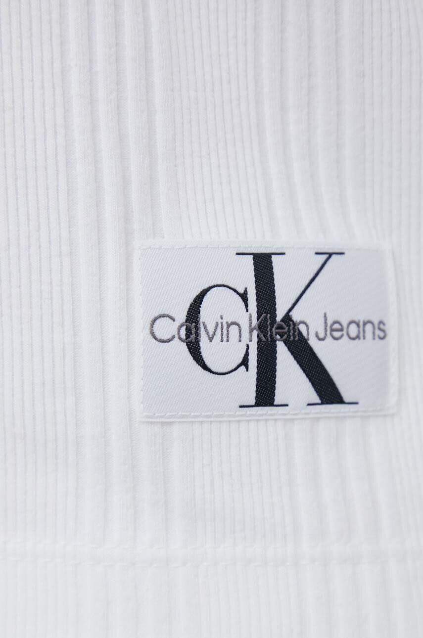 Calvin Klein Jeans Majica z dolgimi rokavi ženski bela barva - Pepit.si