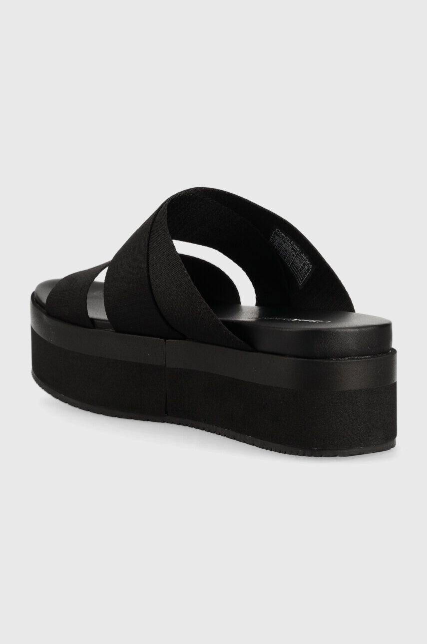 Calvin Klein Jeans Natikači FLATFORM SANDAL WEBBING ženski bež barva YW0YW00966 - Pepit.si