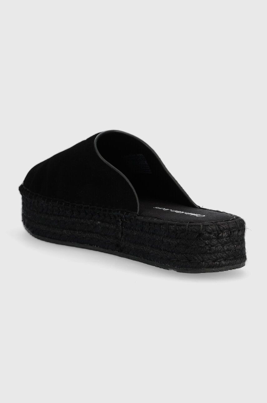 Calvin Klein Jeans Natikači iz semiša FLATFORM ROPE MULE SU CON črna barva YW0YW00986 - Pepit.si