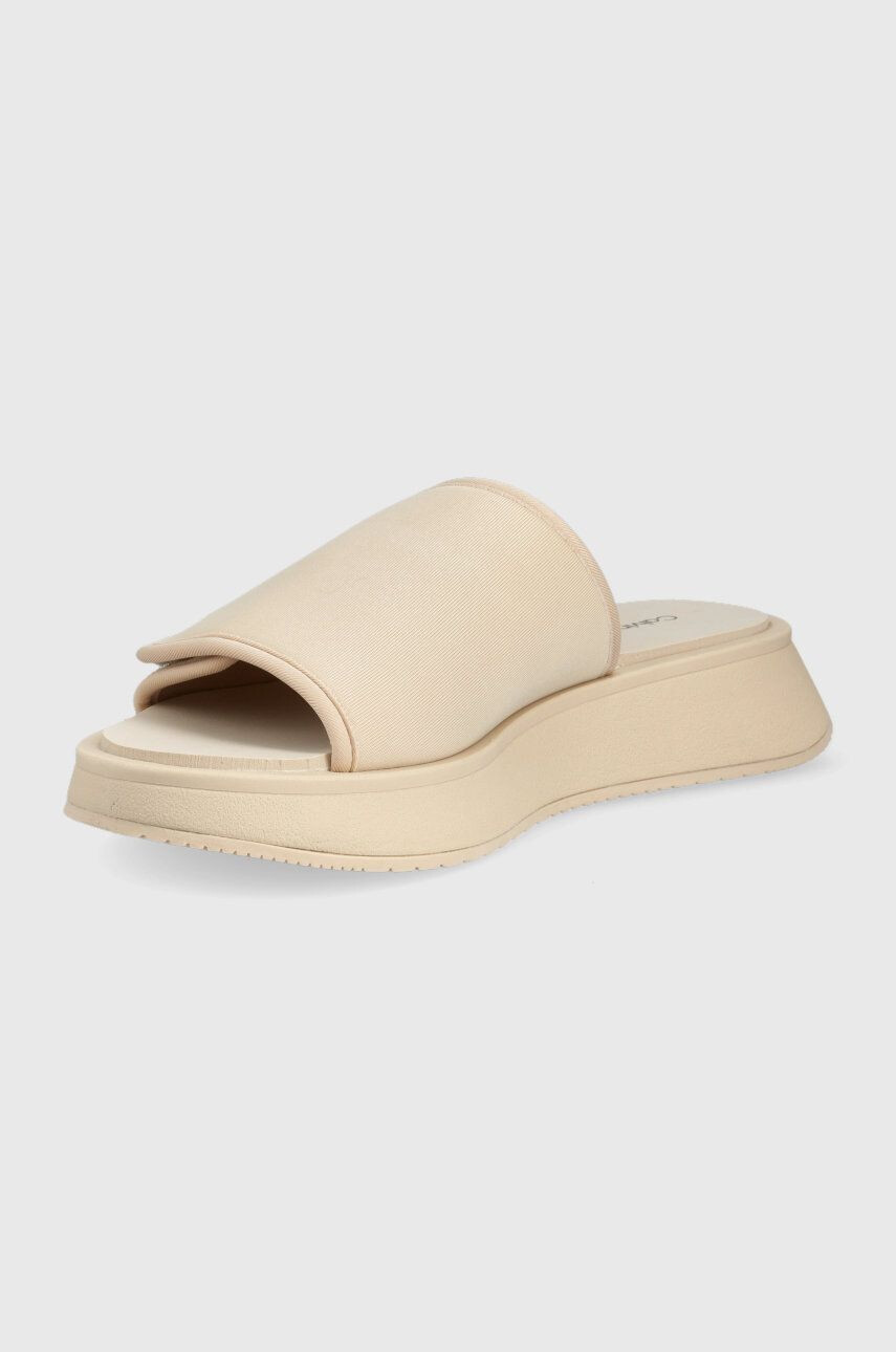 Calvin Klein Jeans Natikači One-strap Sandal ženski bež barva - Pepit.si