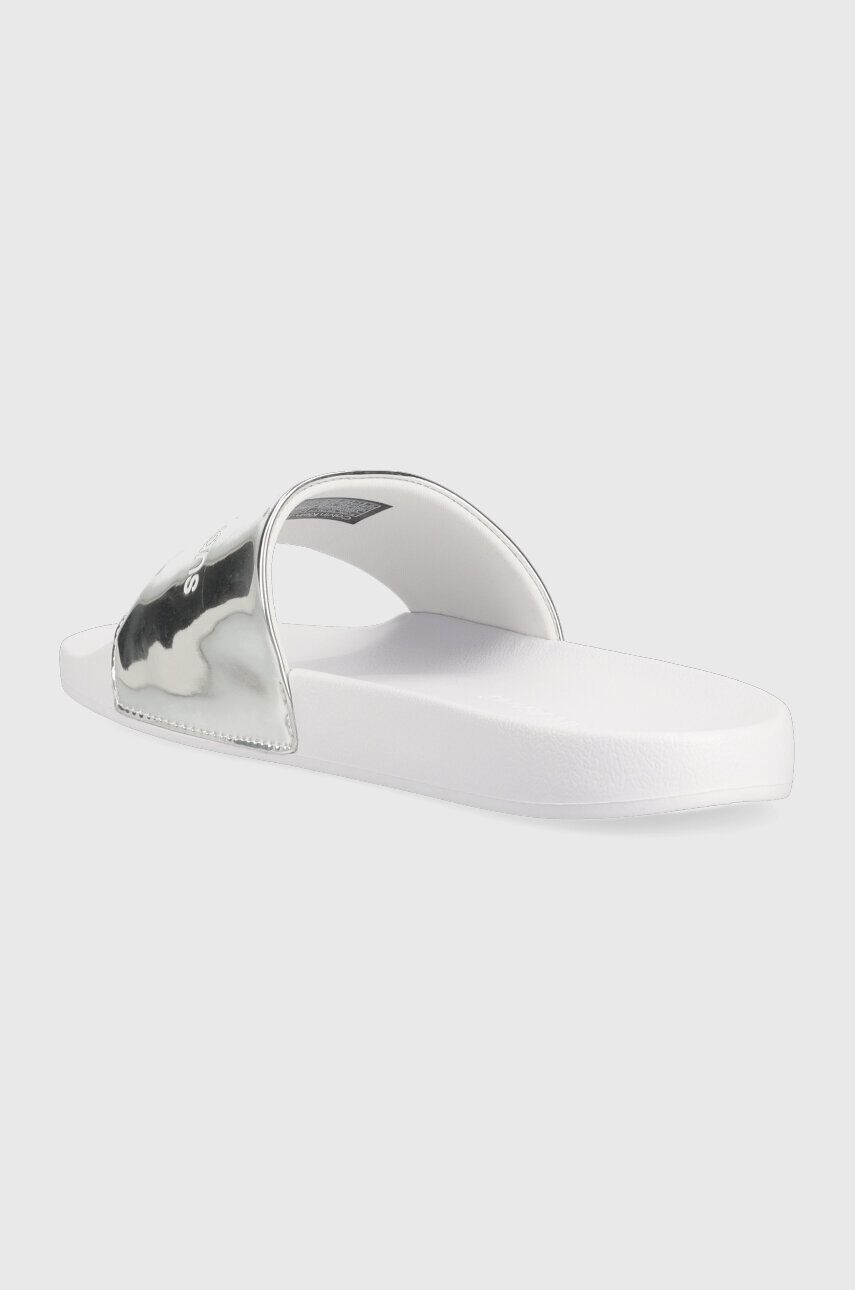 Calvin Klein Jeans Natikači SLIDE METALLIC MONOLOGO ženski srebrna barva YW0YW00638 - Pepit.si