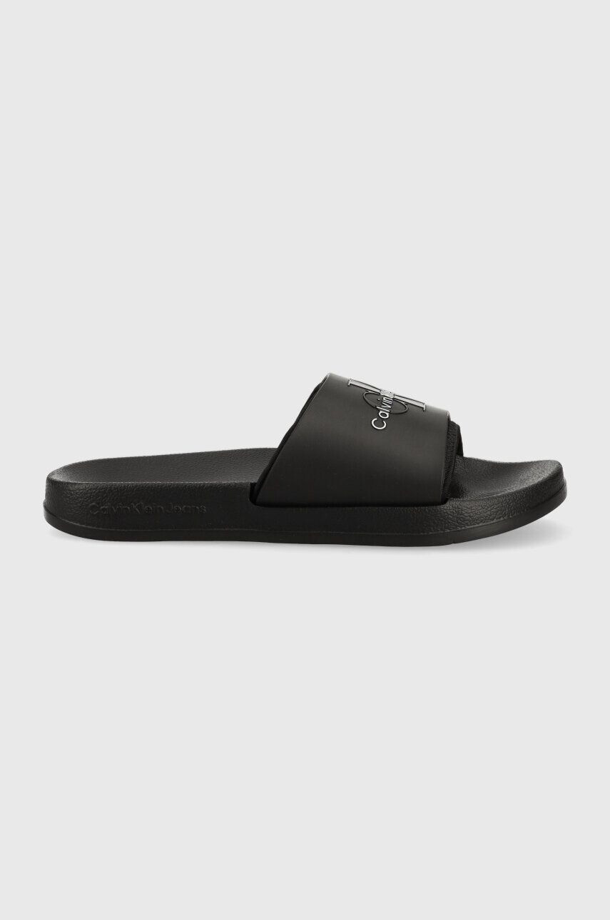 Calvin Klein Jeans Natikači SLIDE MONOGRAM TPU ženski črna barva YW0YW00585 - Pepit.si