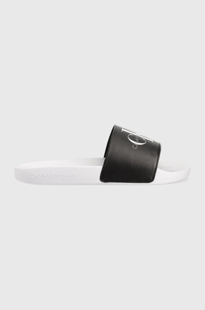 Calvin Klein Jeans Natikači SLIDE NY PEARL ženski črna barva YW0YW01243 - Pepit.si