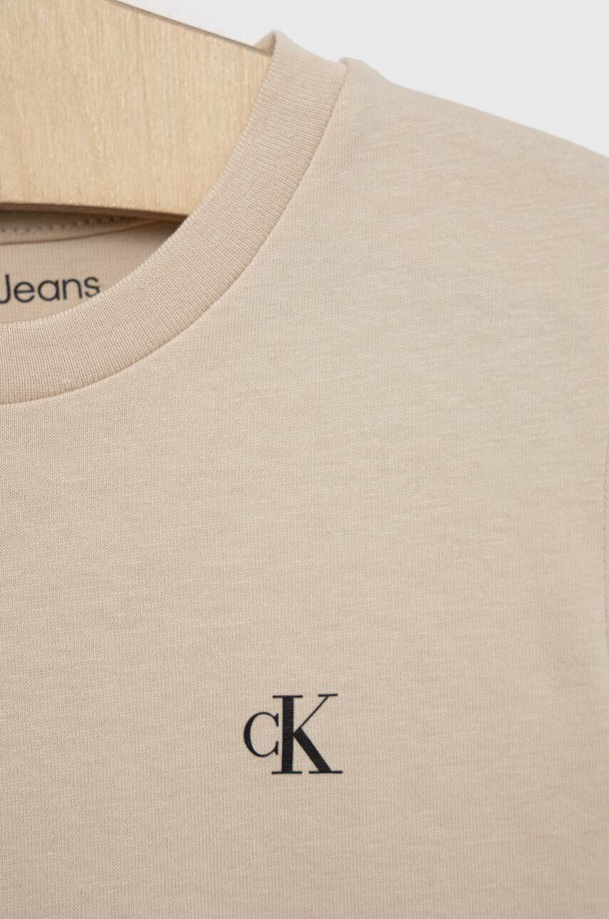 Calvin Klein Jeans Otroška bombažna kratka majica 2-pack bež barva - Pepit.si