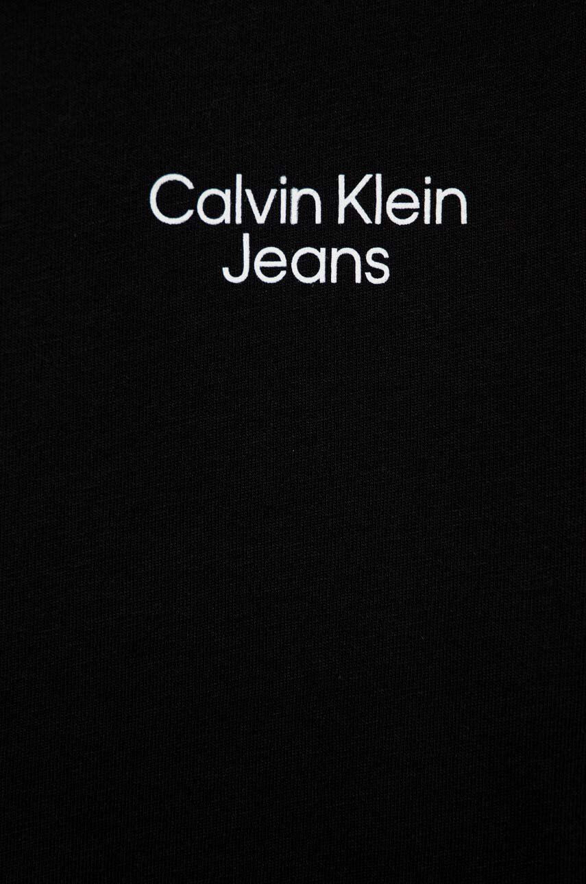 Calvin Klein Jeans Otroška bombažna kratka majica črna barva - Pepit.si