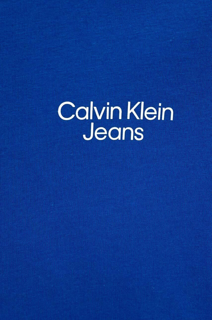 Calvin Klein Jeans Otroška bombažna kratka majica mornarsko modra barva - Pepit.si