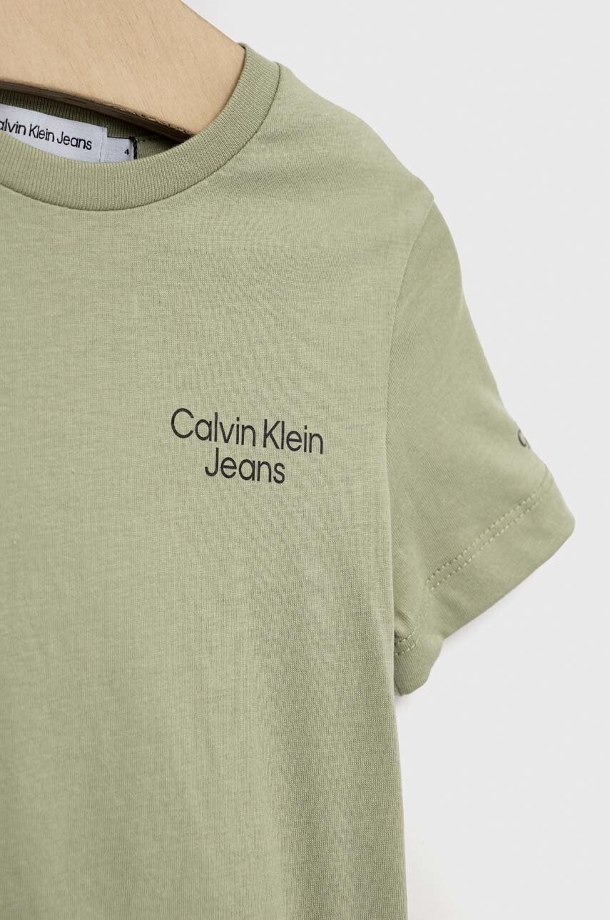 Calvin Klein Jeans Otroška bombažna kratka majica bela barva - Pepit.si