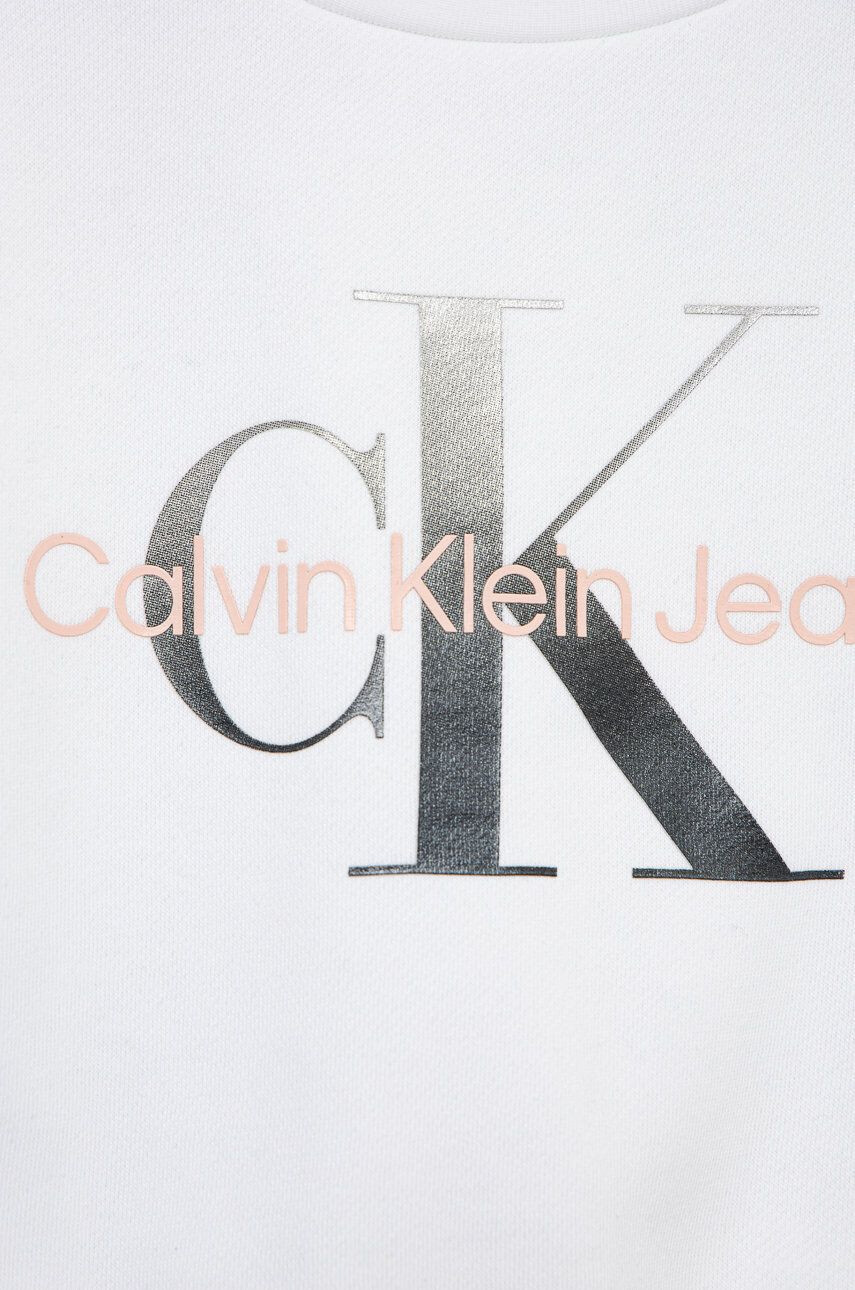 Calvin Klein Jeans Otroška mikica bela barva - Pepit.si