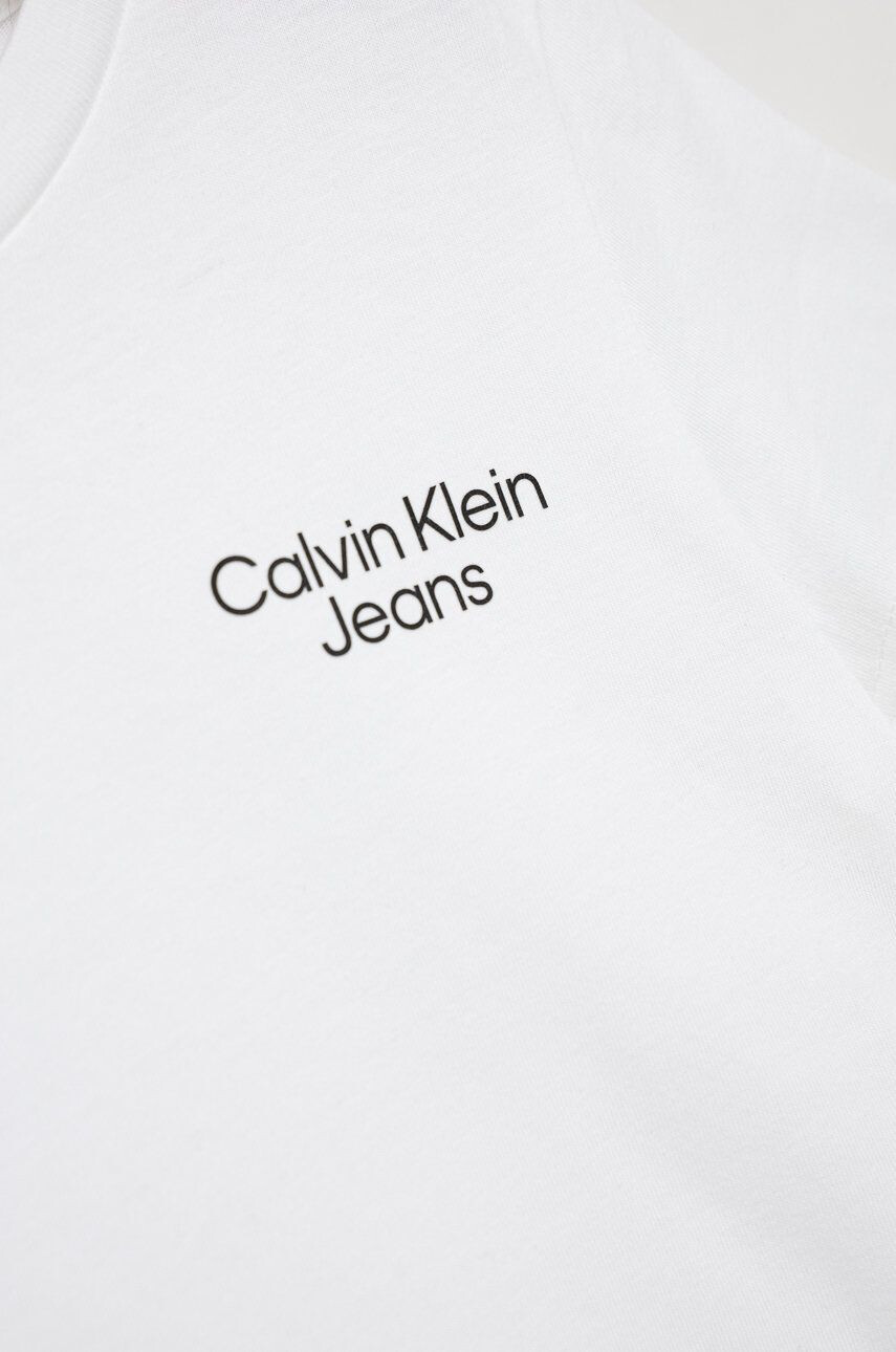 Calvin Klein Jeans Otroški bombažen t-shirt bela barva - Pepit.si