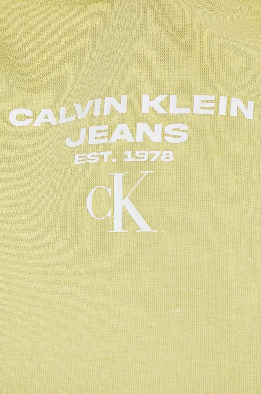 Calvin Klein Jeans Pulover ženska zelena barva s kapuco - Pepit.si