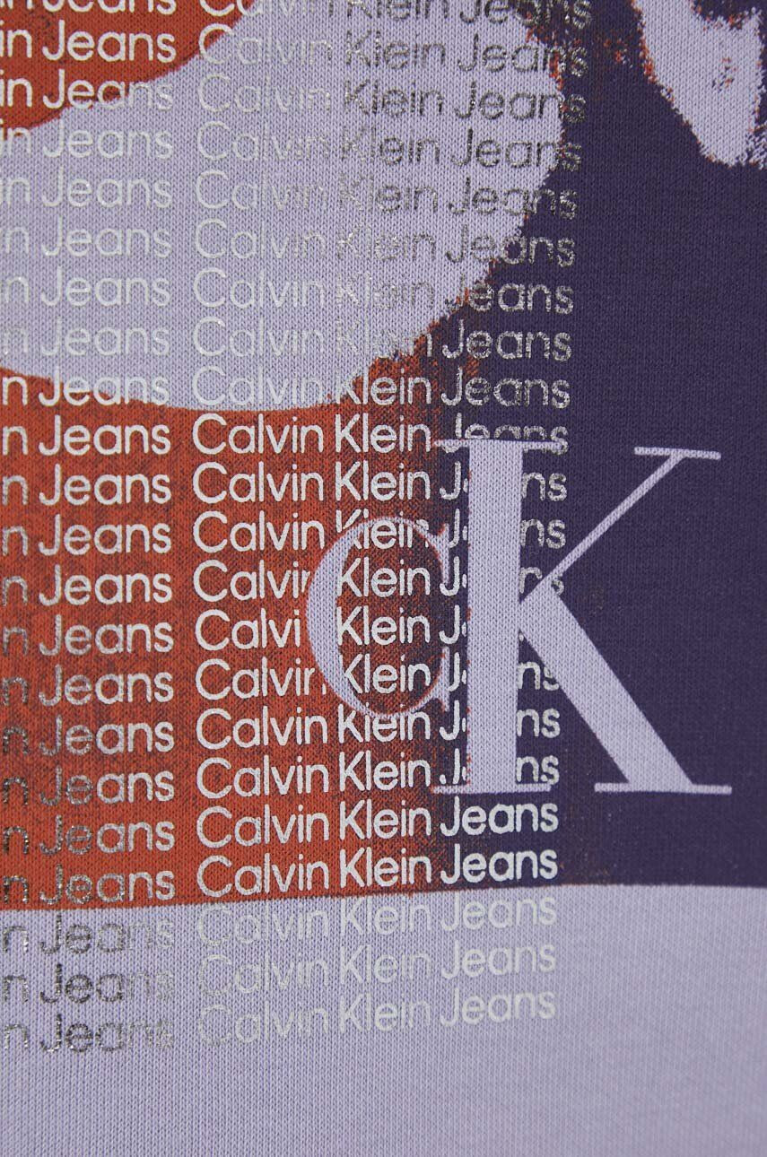 Calvin Klein Jeans Pulover ženska vijolična barva s kapuco - Pepit.si