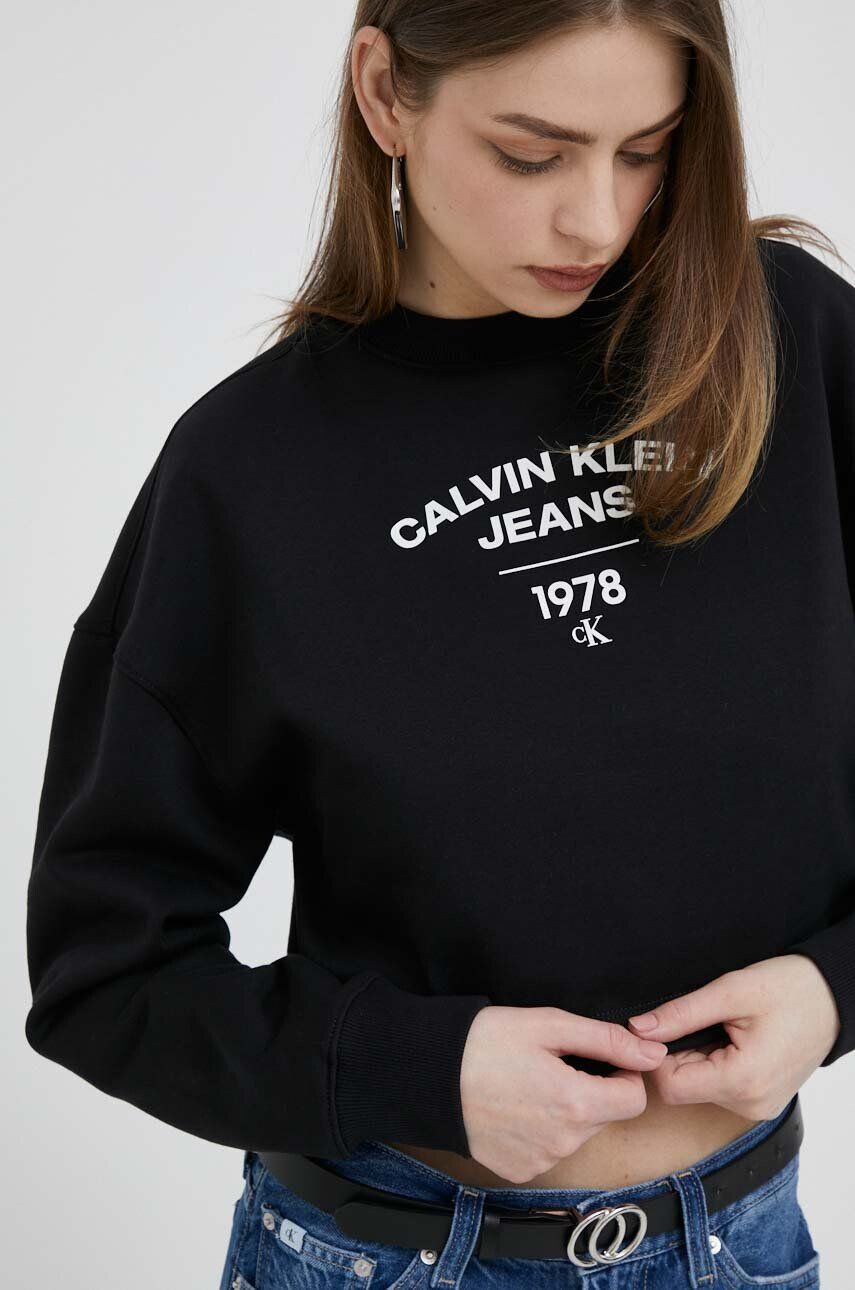 Calvin Klein Jeans Pulover ženska črna barva - Pepit.si