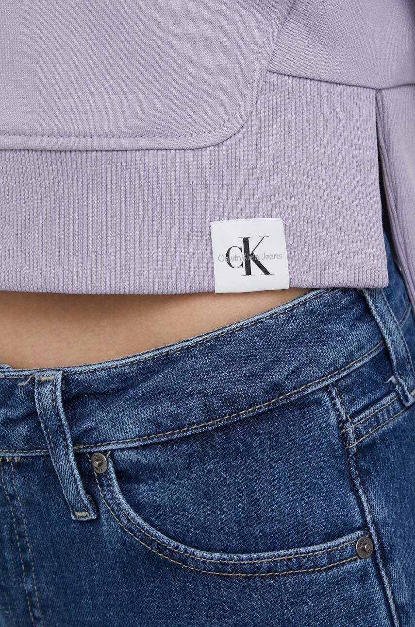 Calvin Klein Jeans Pulover ženska vijolična barva s kapuco - Pepit.si