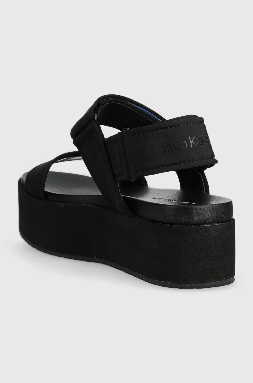 Calvin Klein Jeans Sandali FLATFORM SANDAL SOFTNY ženski črna barva YW0YW00965 - Pepit.si