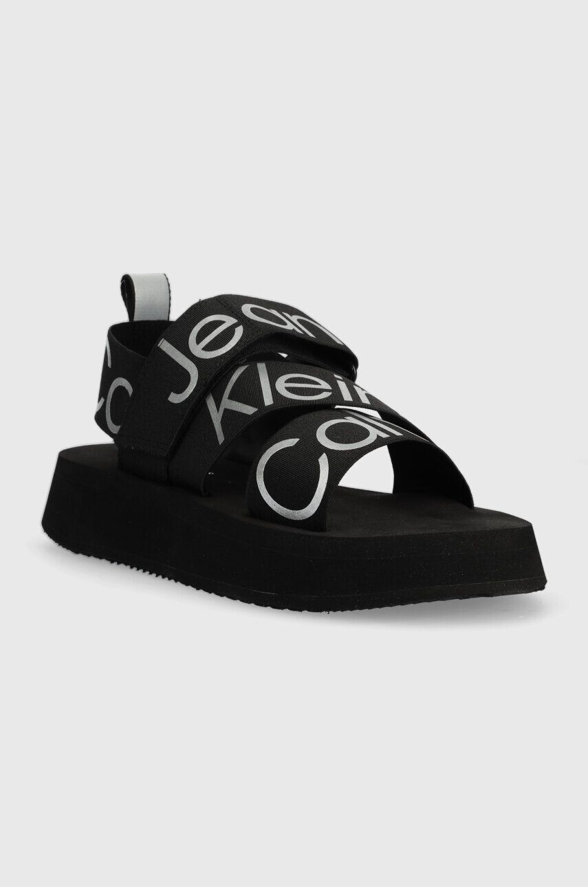 Calvin Klein Jeans Sandali PREFERSATO SANDAL WE ženski črna barva YW0YW01071 - Pepit.si