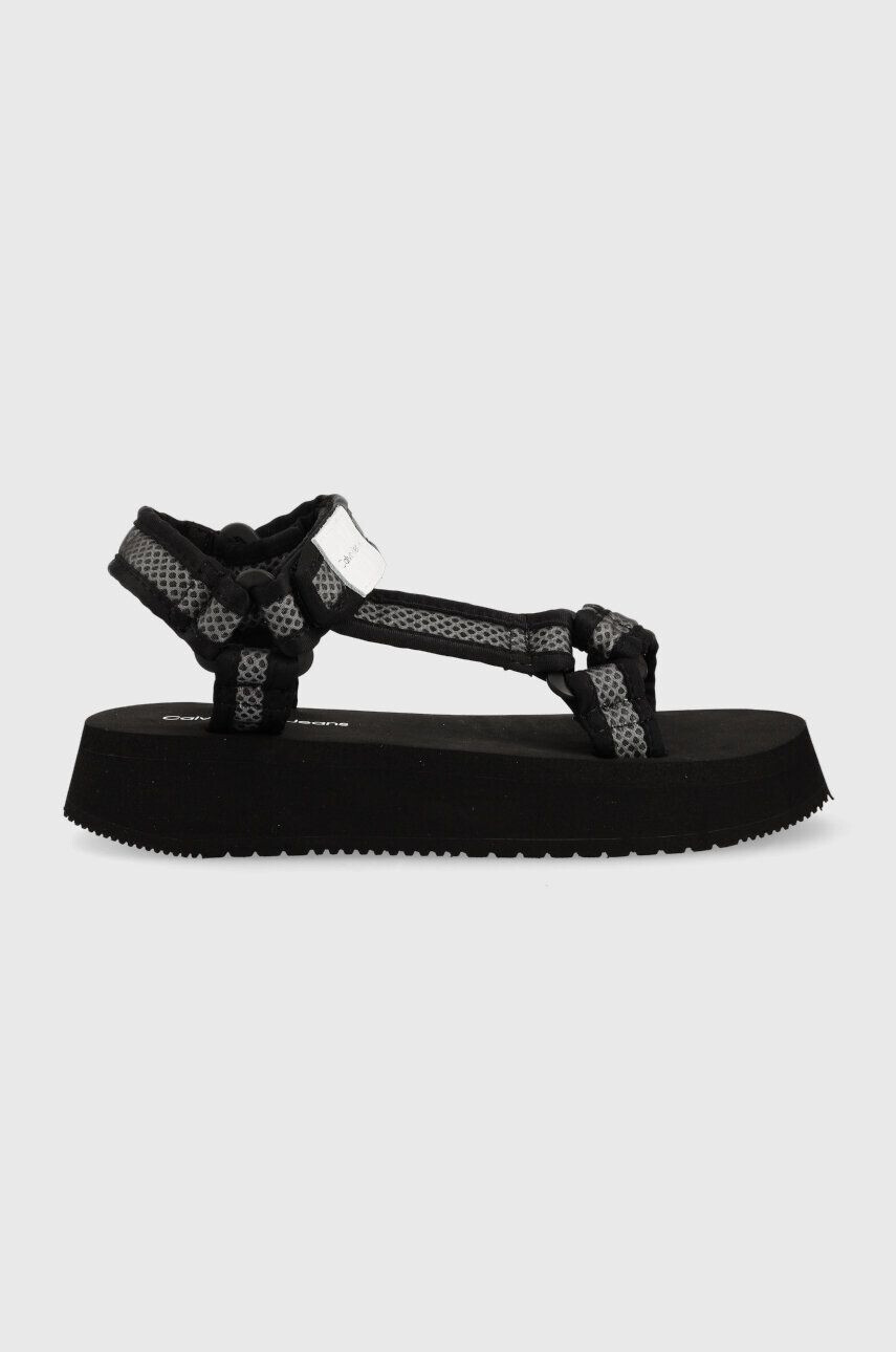 Calvin Klein Jeans Sandali PREFRESATO SANDAL WEBBING XRAY ženski črna barva YW0YW00969 - Pepit.si