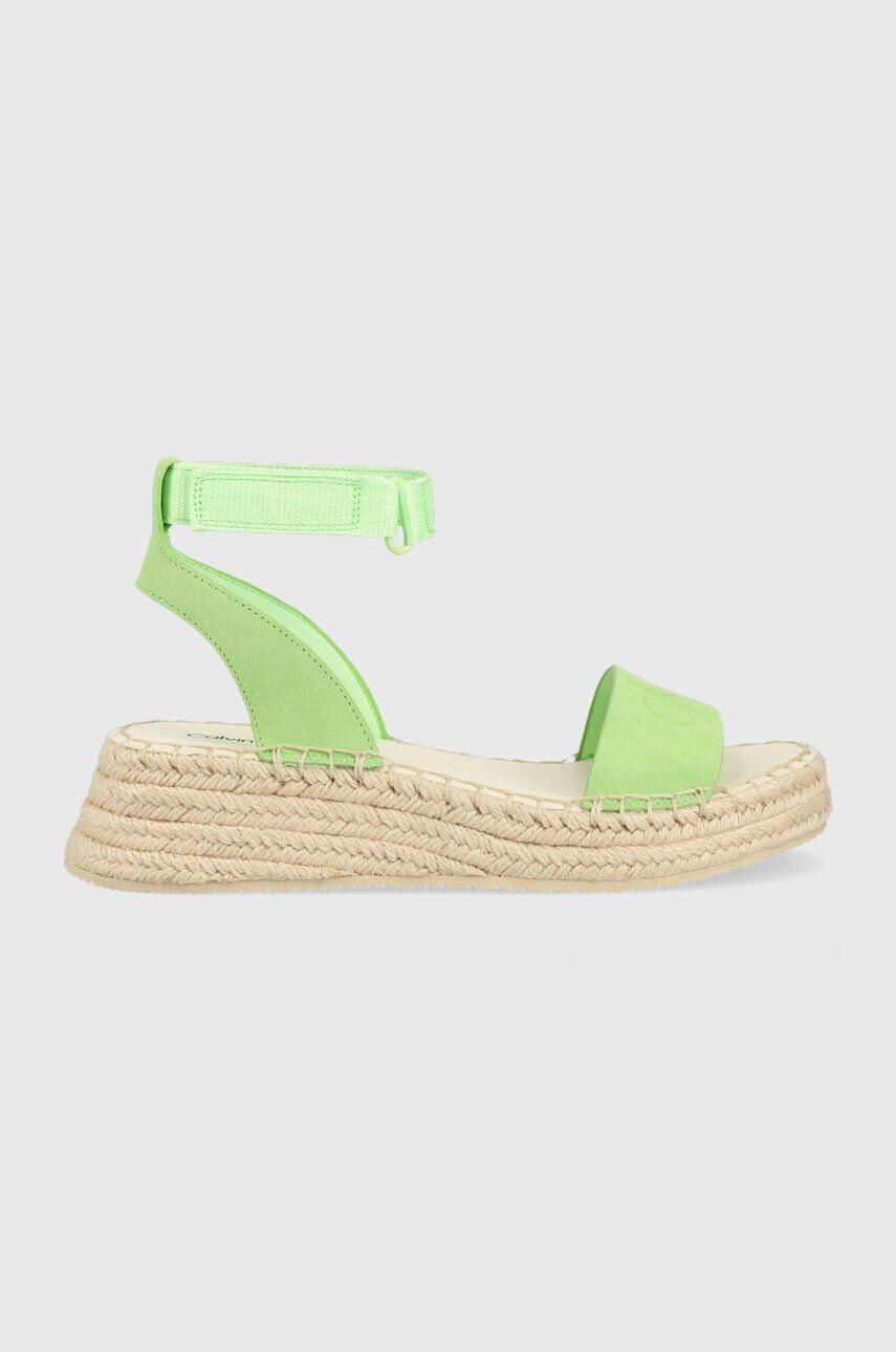 Calvin Klein Jeans Sandali SPORTY WEDGE ROPE SU CON ženski rumena barva YW0YW00977 - Pepit.si