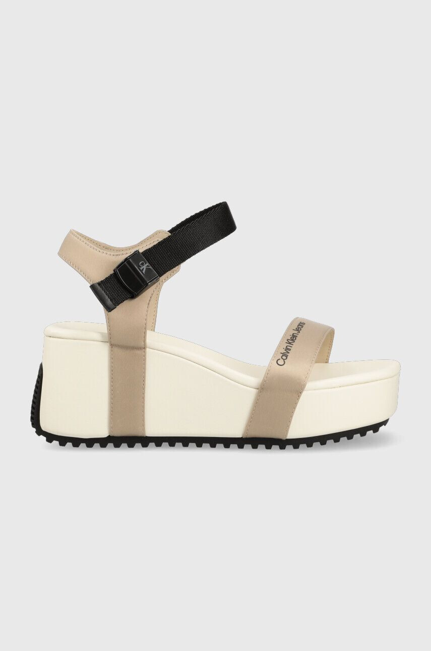 Calvin Klein Jeans Sandali WEDGE BLCOK SANDAL SATIN/HW - Pepit.si