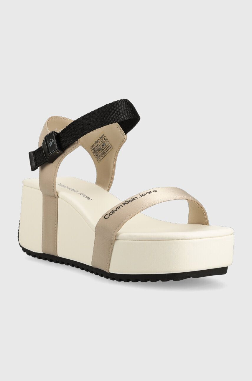 Calvin Klein Jeans Sandali WEDGE BLCOK SANDAL SATIN/HW - Pepit.si