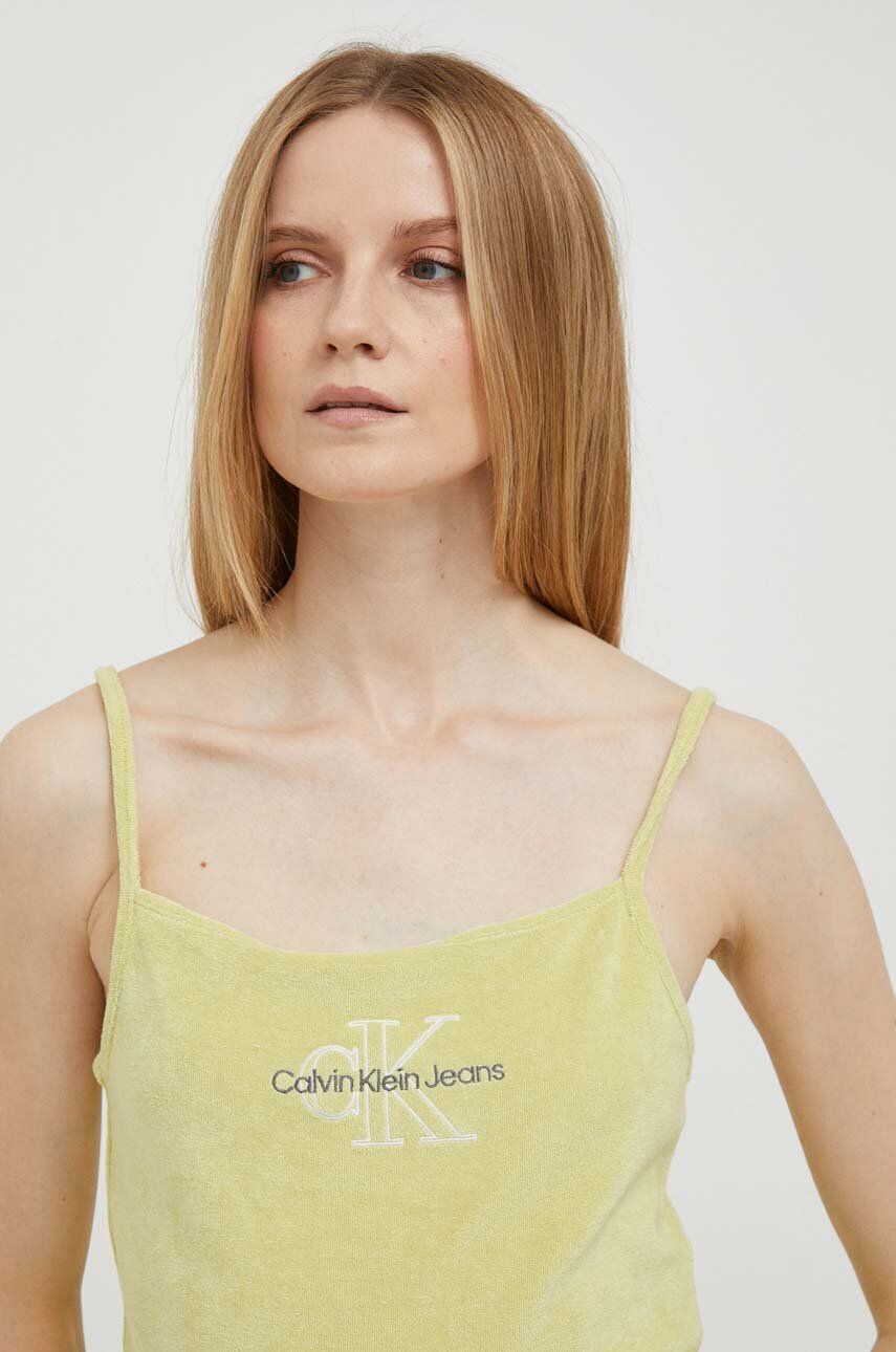 Calvin Klein Jeans Top ženski zelena barva - Pepit.si