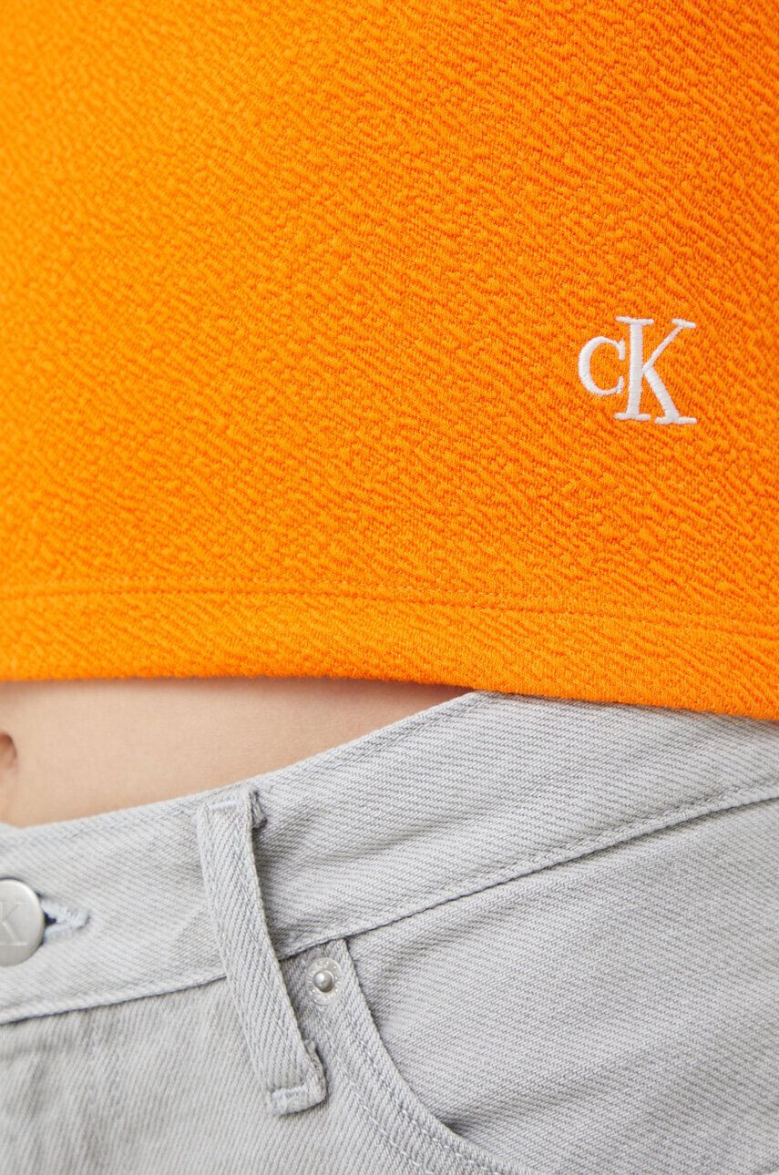 Calvin Klein Jeans Top ženski oranžna barva - Pepit.si