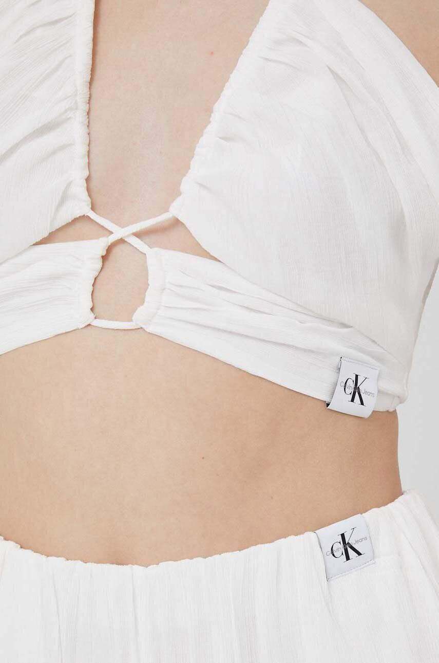 Calvin Klein Jeans Top ženski bela barva - Pepit.si