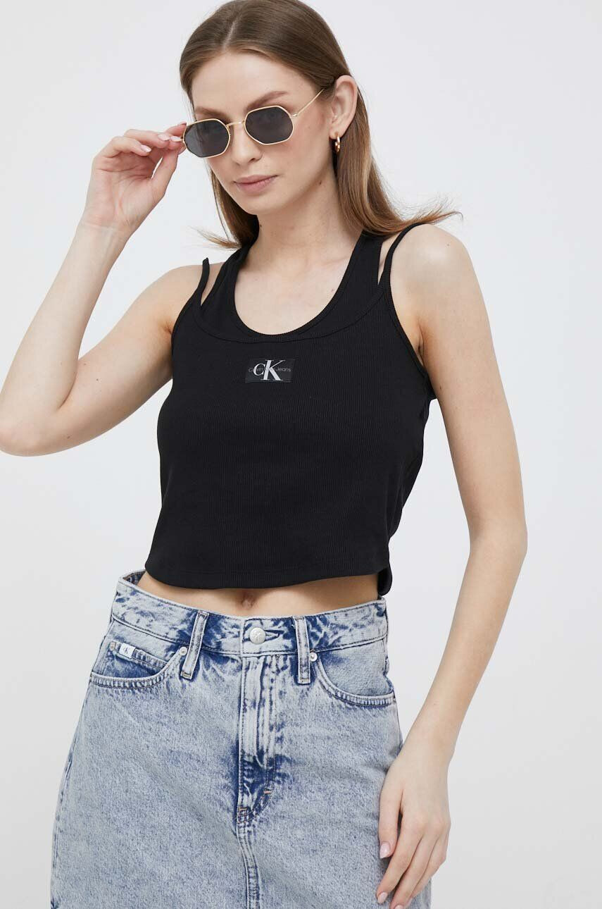 Calvin Klein Jeans Top ženski črna barva - Pepit.si