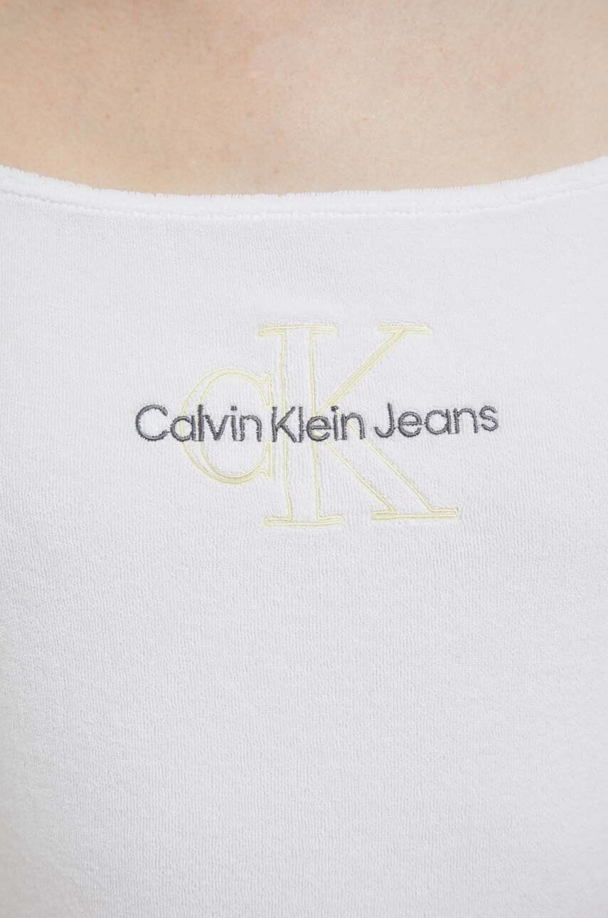 Calvin Klein Jeans Top ženski bela barva - Pepit.si