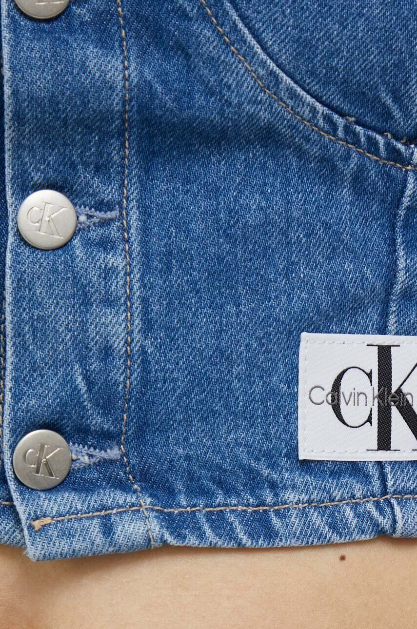 Calvin Klein Jeans Top iz jeansa mornarsko modra barva - Pepit.si