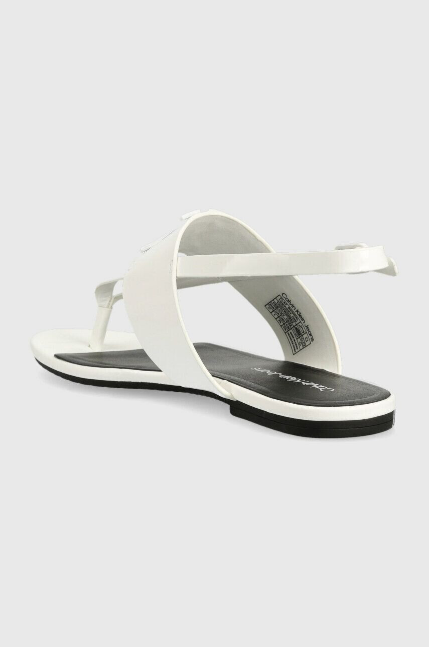 Calvin Klein Jeans Usnjeni sandali FLAT SANDAL HW ženski bela barva YW0YW00953 - Pepit.si